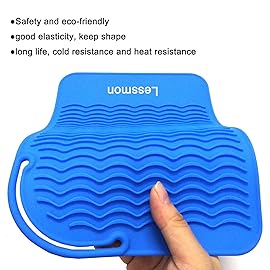 Flat Iron Travel Mat, Curling Iron Counter Protector with Heat Resistant Glove for Curling Irons, Hair Straightener, Flat Irons and Hair Styling Tools, 9 x 6.5, Gray by Lessmon