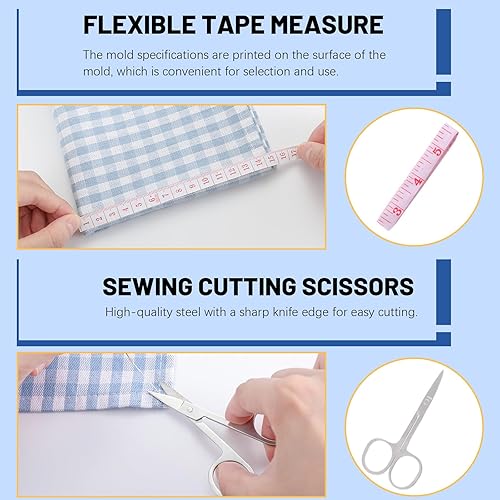 Miniatura 5 de Glarks Kit de costura de 132 piezas, kit de reparación de suministros de costura multifuncionales con hilo, agujas de coser, alfileres, tijeras,