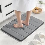 HITSLAM Memory Foam Bath Mat Non Slip, 60x40cm Absorbent Bathroom Mat, Machine Washable Bath Rug for Bathroom, Soft on Feet, Quick Dry, Dark Grey