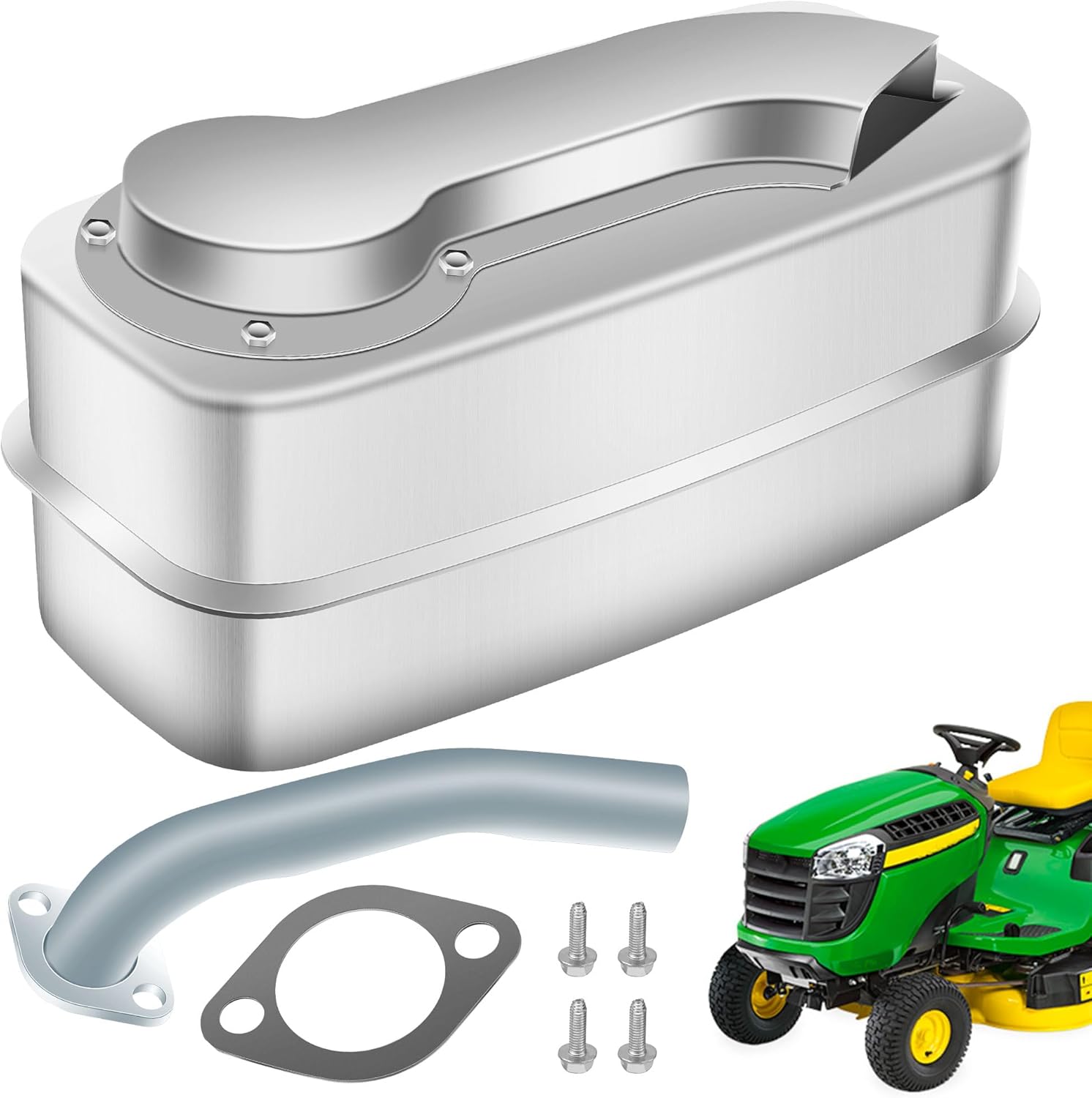 AM138423 Lawn Tractors Muffler W/Exhaust Pipe & Gasket, Replaces AM138423 GX20802 GX24805, Compatible with JD Lawn Tractors 102, 105, 115, L1742, L17.542, 1642HS, 1742HS