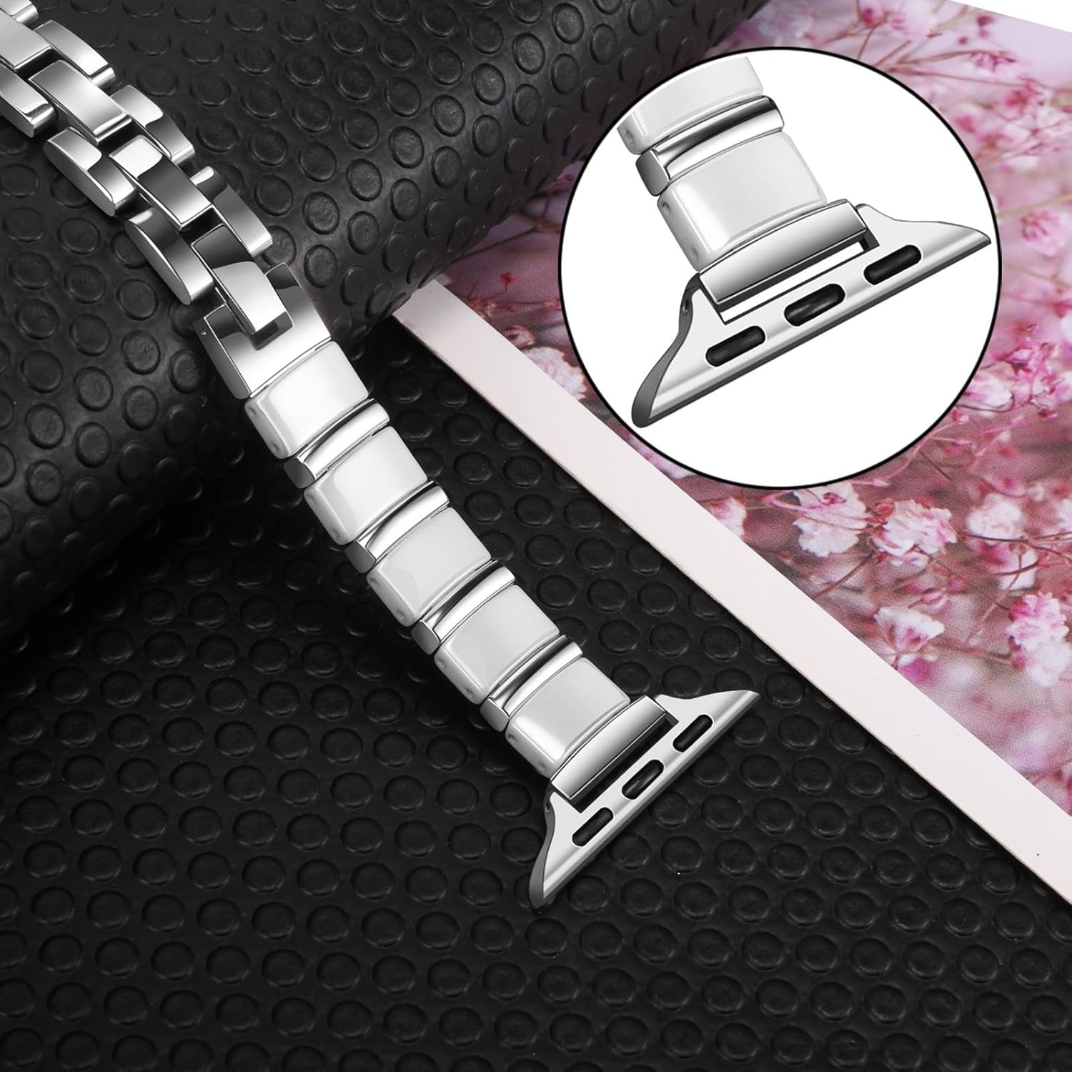 Dhwazz Band for Apple Watch Series 11 10 42mm, Women Ceramic Watchband Stainless Steel Strap for iWatch SE 3 2 Series 9 8 7 6 5 4 3 2 1 41mm 40mm 38mm - Image 6