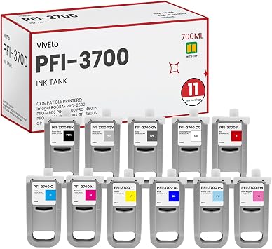 PFI-3700 Pigment Ink Tank High Capacity 700ml Set with New Chip 11-Color