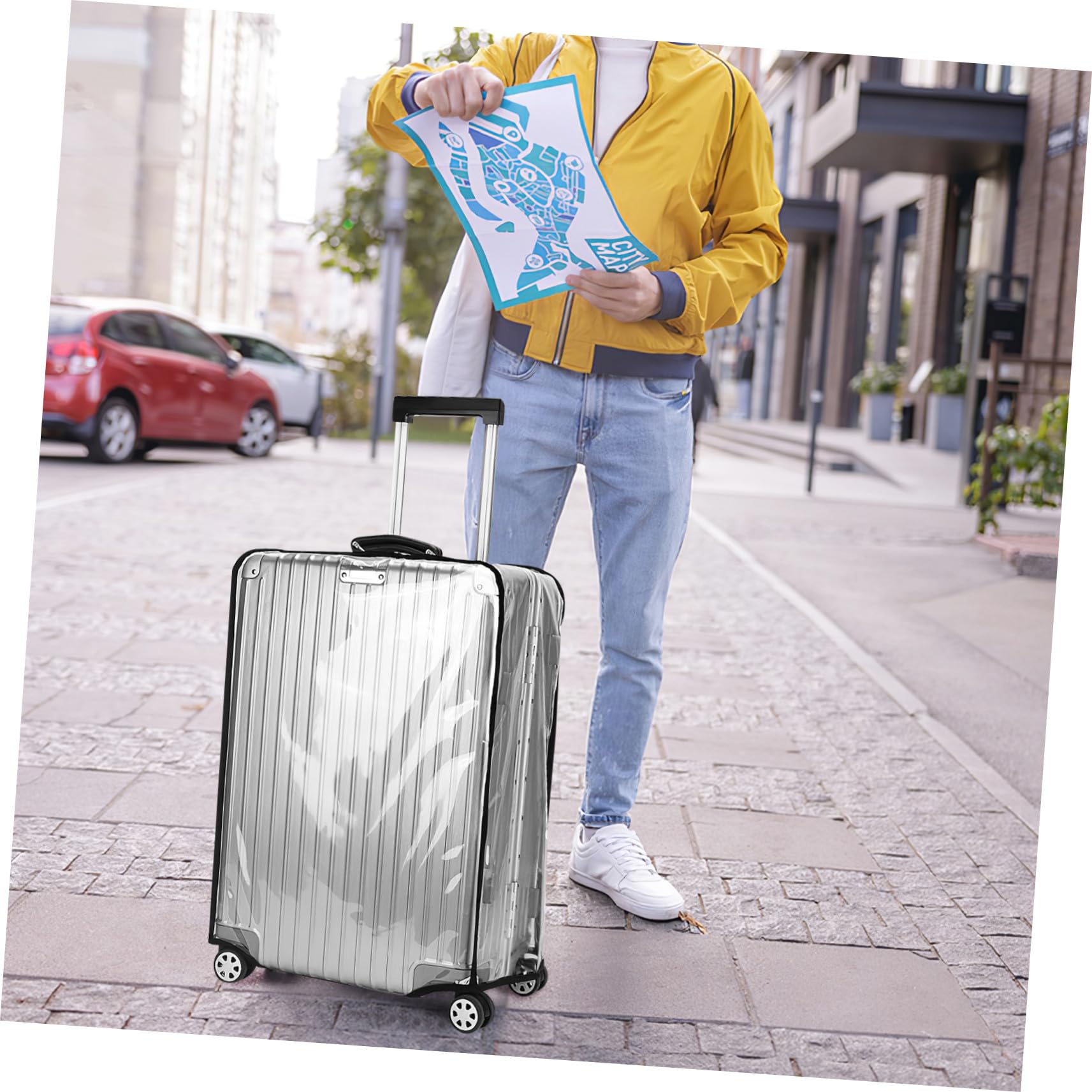 Mipcase 2 pezzi Copertura Valigia Trasparente in PVC Spessa Protezione Anti- Coprivaligia Adatto a Tutti i Trolley Proteggi Valigie da Usura e Polvere