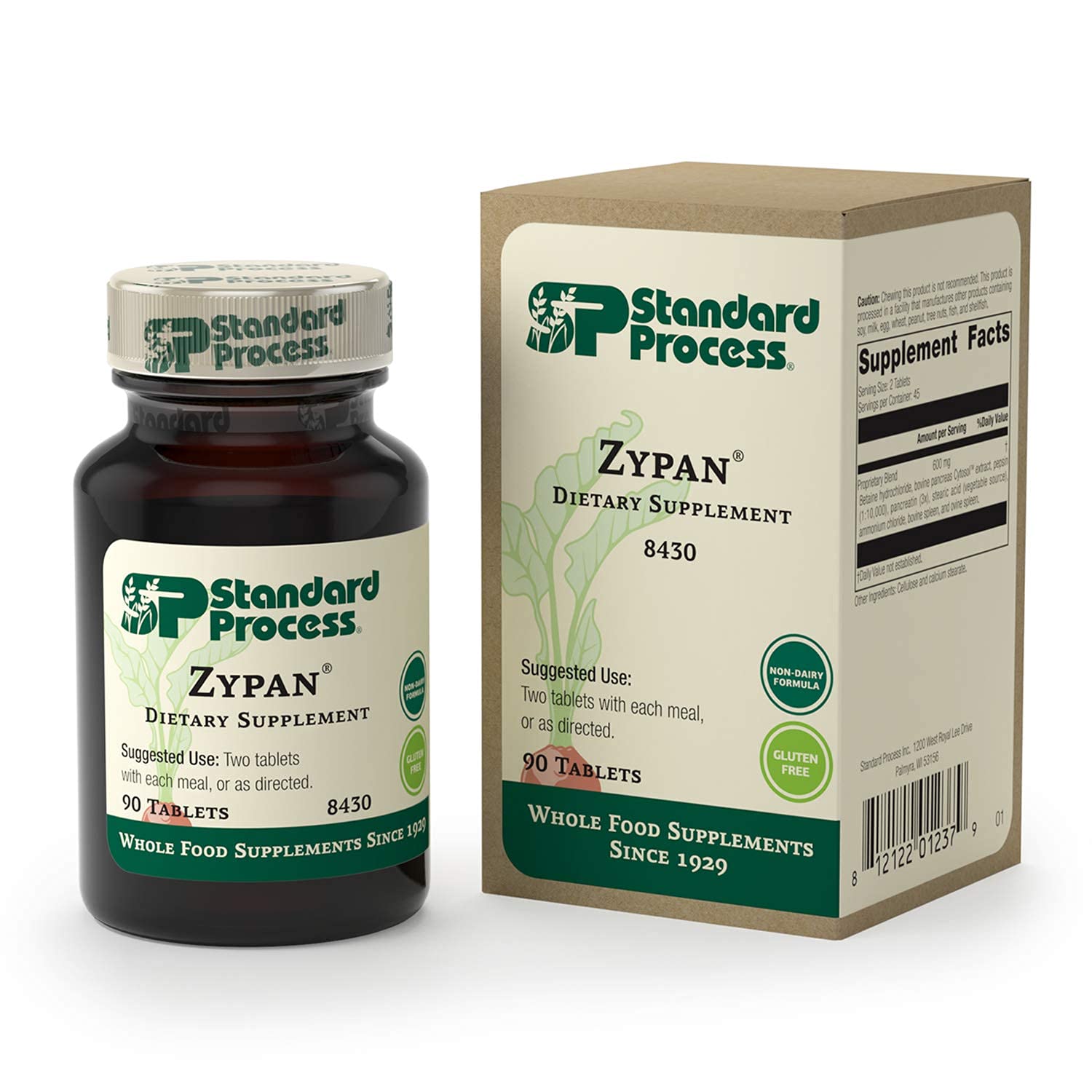 Standard Process Zypan Whole Food Digestion and Digestive Health with Pepsin, Betaine