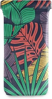 susiyo Colorful Leaves Retro Glasses Case Portable Microfiber PU Leather Soft Sunglasses Bag Eyeglasses Pouch Holder Squeeze Top for Women Men