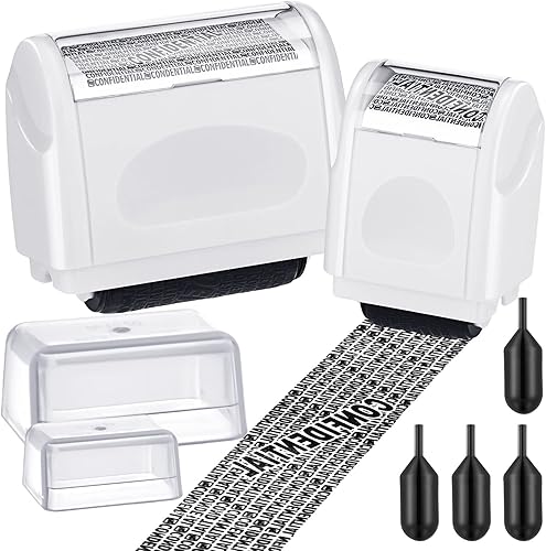 Miniatura 13 de Nezyo Paquete de 2 Sellos de Rodillo de Protección de Identidad Robo de Identidad, Confidencial, Sello de Rodillo de Privacidad Bloqueador