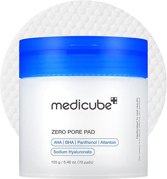 medicube Toner Pads Zero Pore Pad 2.0 - Dual-Textured Facial Pad, 4.5% AHA + 0.45% BHA, Korean Skin Care, 70 Pads