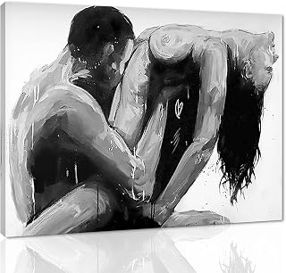 Black White Canvas Wall Art Woman and Man Pictures Abstract Body Painting Canvas Prints Modern Home Decor for Living Room Bedroom Bathroom Laundry Wall Decor Framed Ready to Hang - 18x24 inch