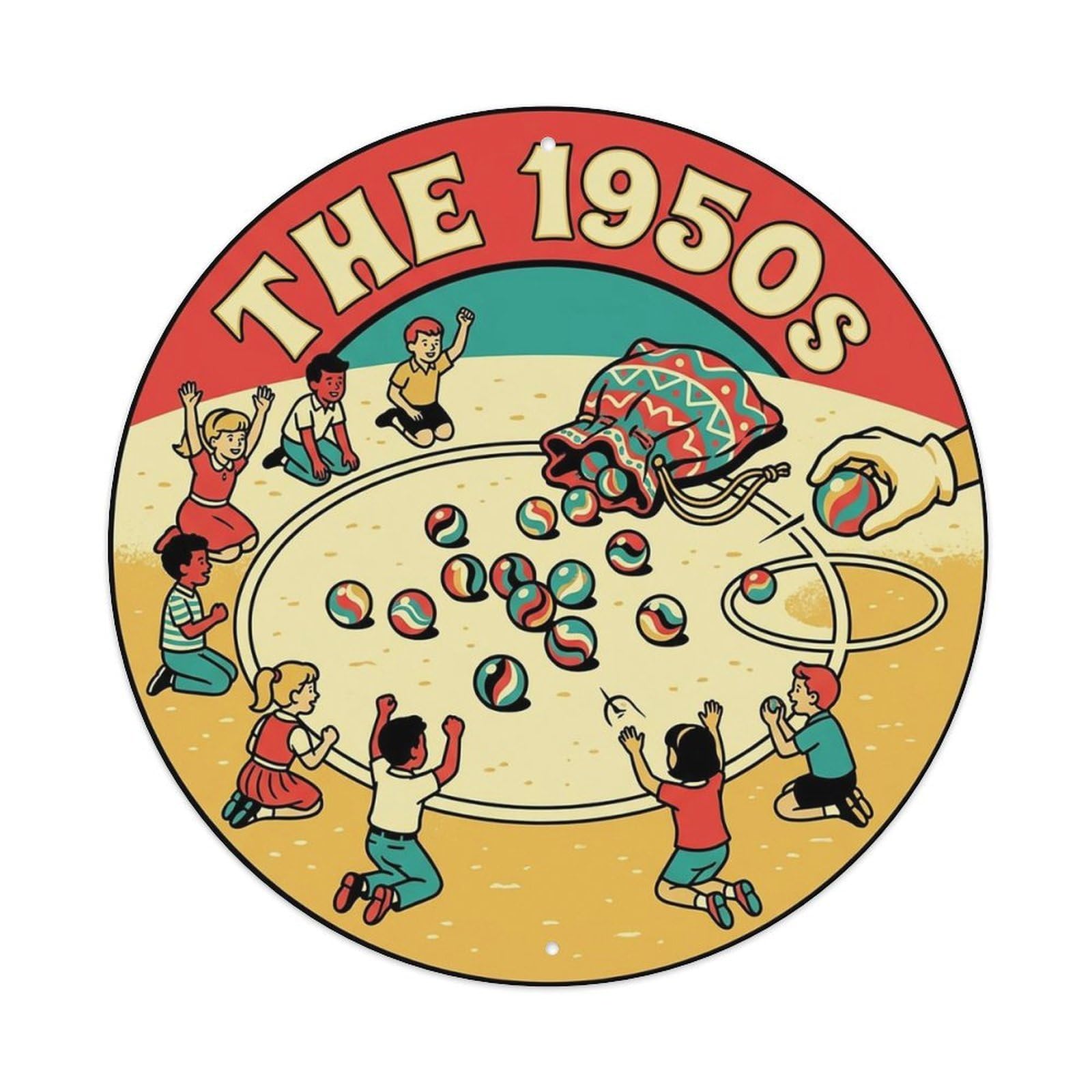 Vintage Retro Marbles Game Bag Shooter Metal Tin Sign