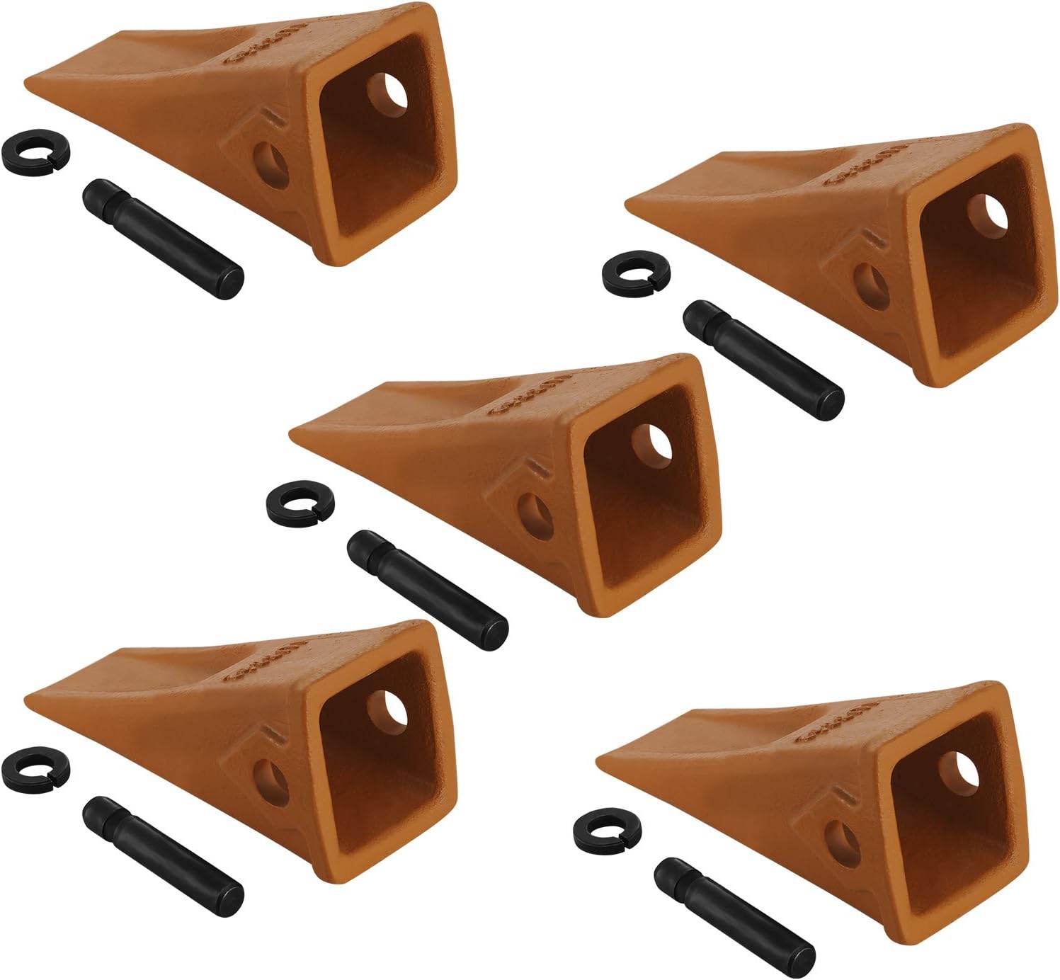 OrangeA Set of 5-1U3352 Cat Bucket Teeth Digging Long Bucket Teeth with Pins and Retainers Chisel Bucket Digging Teeth for Skid Steer