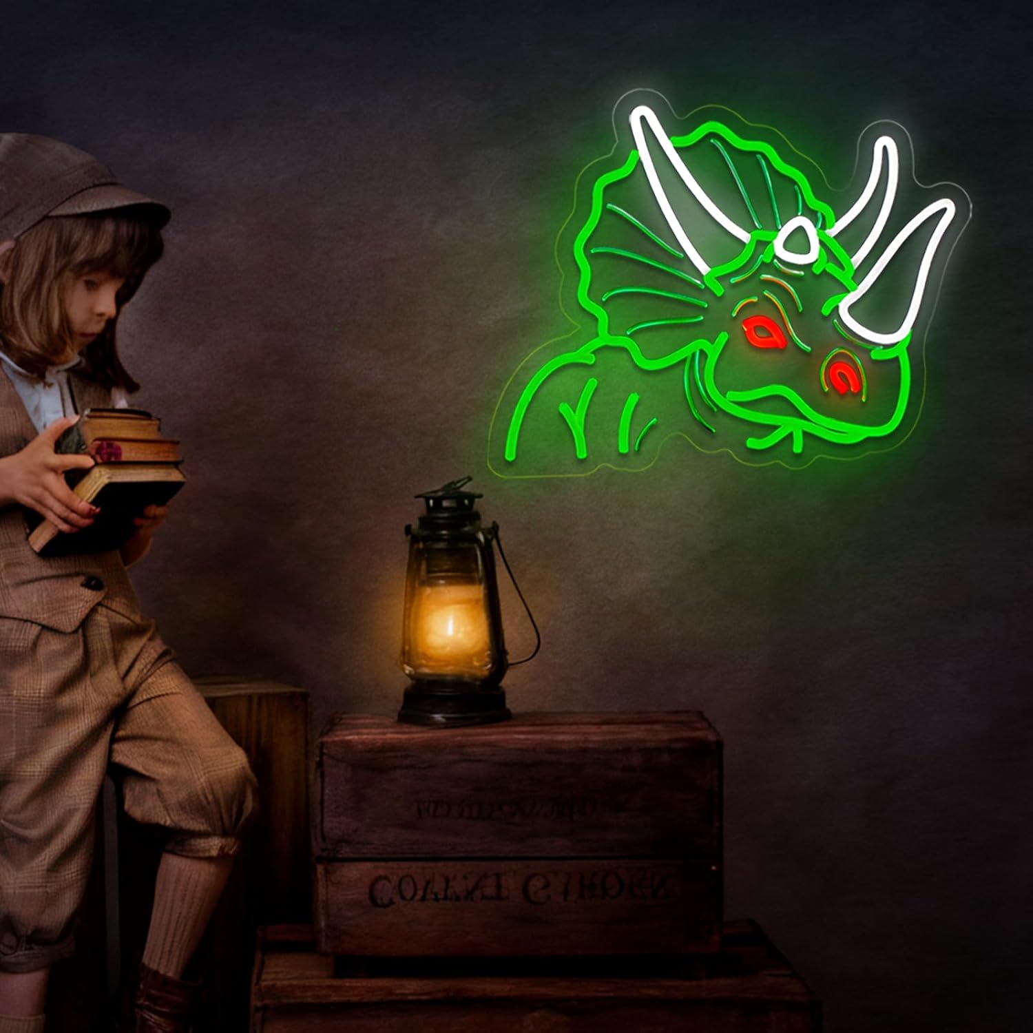 Dinosaur Neon Sign Triceratops Neon Sign for Wall Decor Dino USB Dimmable Neon Light Sign for Boys Girls Room Gameroom Holiday Birthday Christmas Gift - Image 6