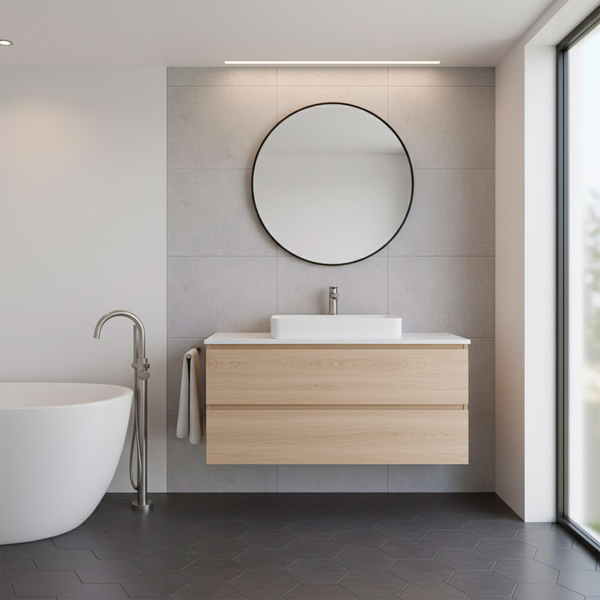 AKTIVE MAX Home Espejo Pared Redondo D70, Pletina Trasera, Marco metálico Negro, Cristal, Fijación Segura (Tornillos no incluidos) Ideal para baños, dormitorios, comedores etc. (18449)