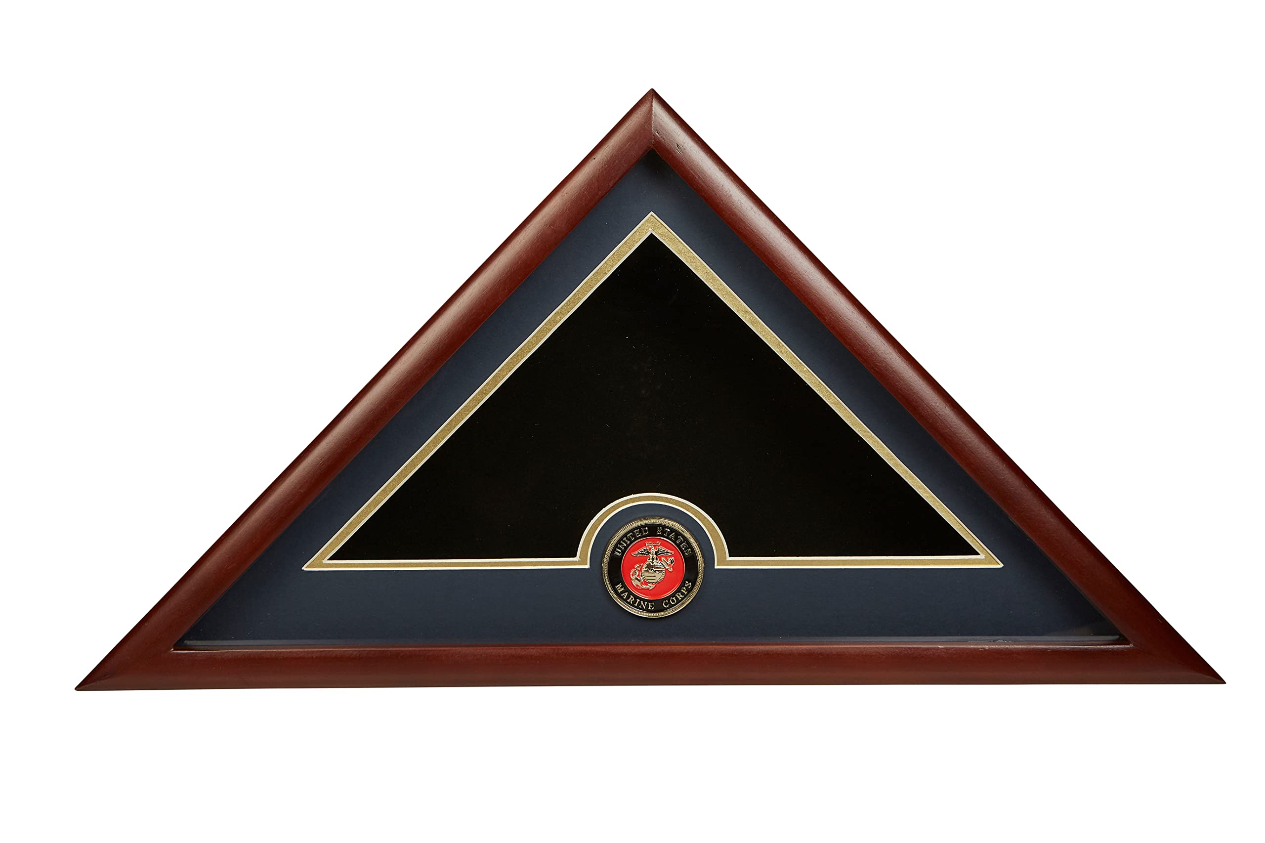 Vitrina para bandera de entierro USMC hecha en madera con medallón de infantería