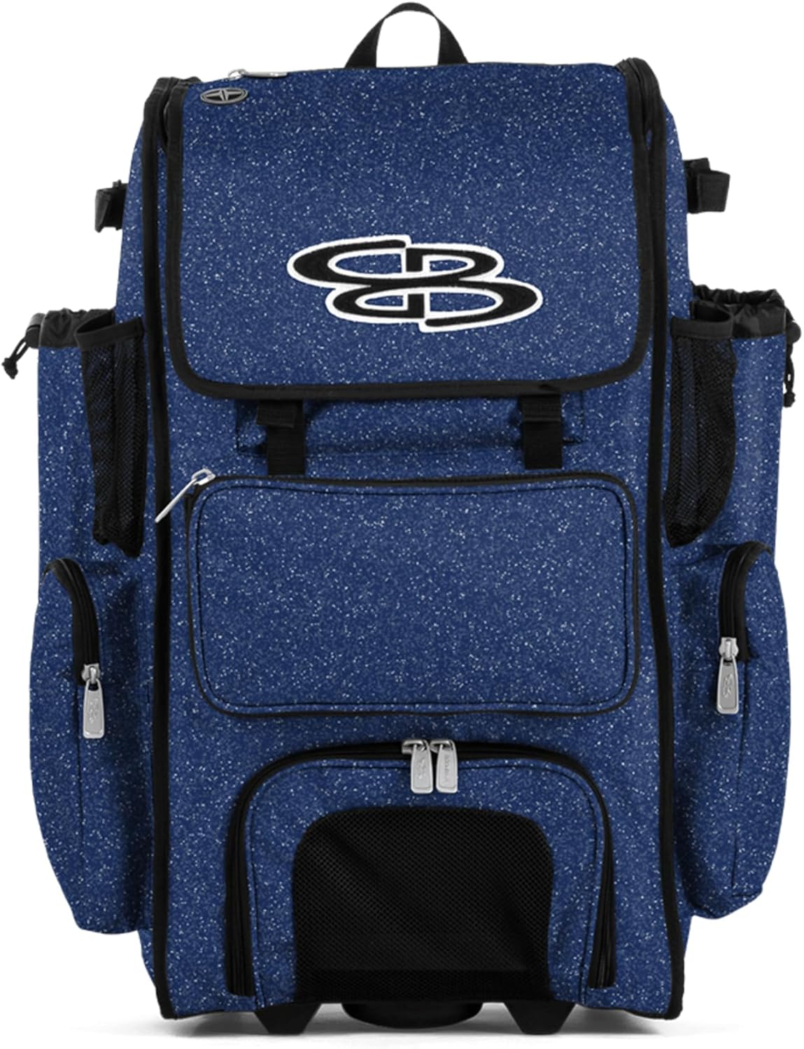 Boombah Rolling Superpack Baseball/Softball Gear Bag - Telescopic Handle - Holds 4 Bats - Wheeled Version - Solid Glitter - Multiple Color Options