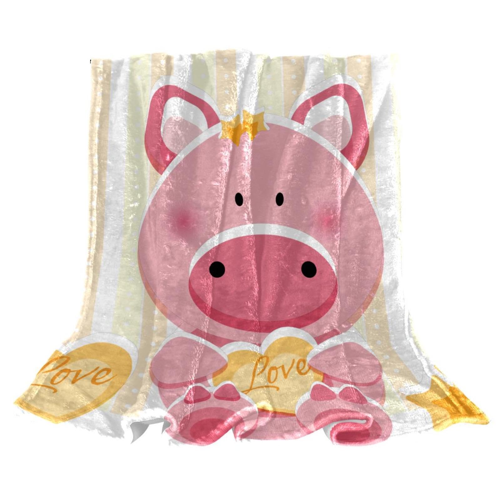 Couverture polaire cochon douce 150x130 contre le frisson du soir