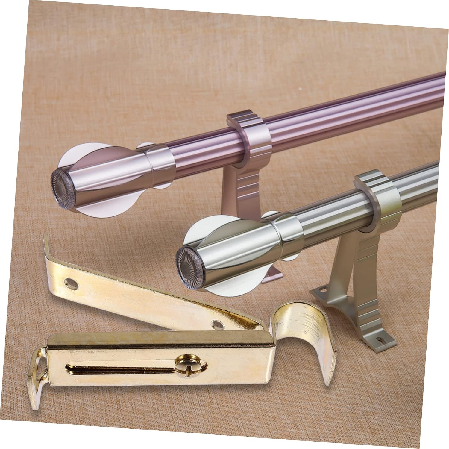 MAGICLULU 4Pcs Curtain Rod Brackets Telescopic Support Bases for Single Rods Window Dressing Hardware Easy to Install for Home and Office