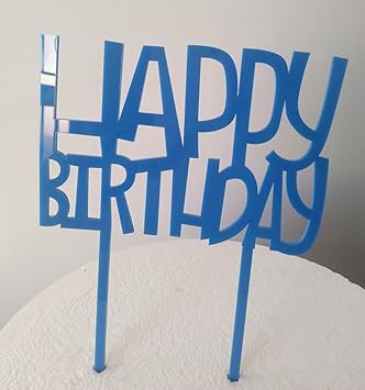 Bleu Gateau Joyeux Anniversaire En Acrylique Pour Gateau D Anniversaire Decoration De Ruixuan Amazon De Spielzeug