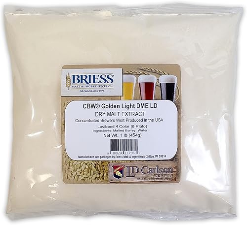 Briess - Extracto de malta seca - Luz dorada - 1 libra - Paquete de 2 - Para elaboración de vino, aguamiel y elaboración casera