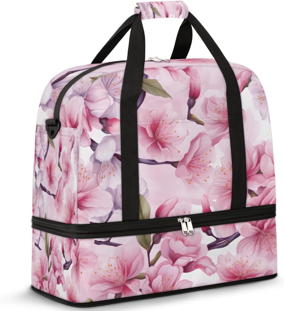 QsirBC Classic Romantic Design Gym Bag for Women Duffle Tote with Shoes Compartment Men Weekender Duffel for Dance Travel Sports Swimming Overnight