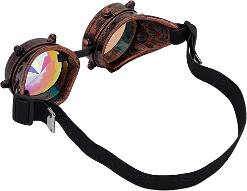 Miniatura 13 de Gafas caleidoscopio para raves trippy psicodélico steampunk con lentes de cristal de difracción de prisma arcoíris