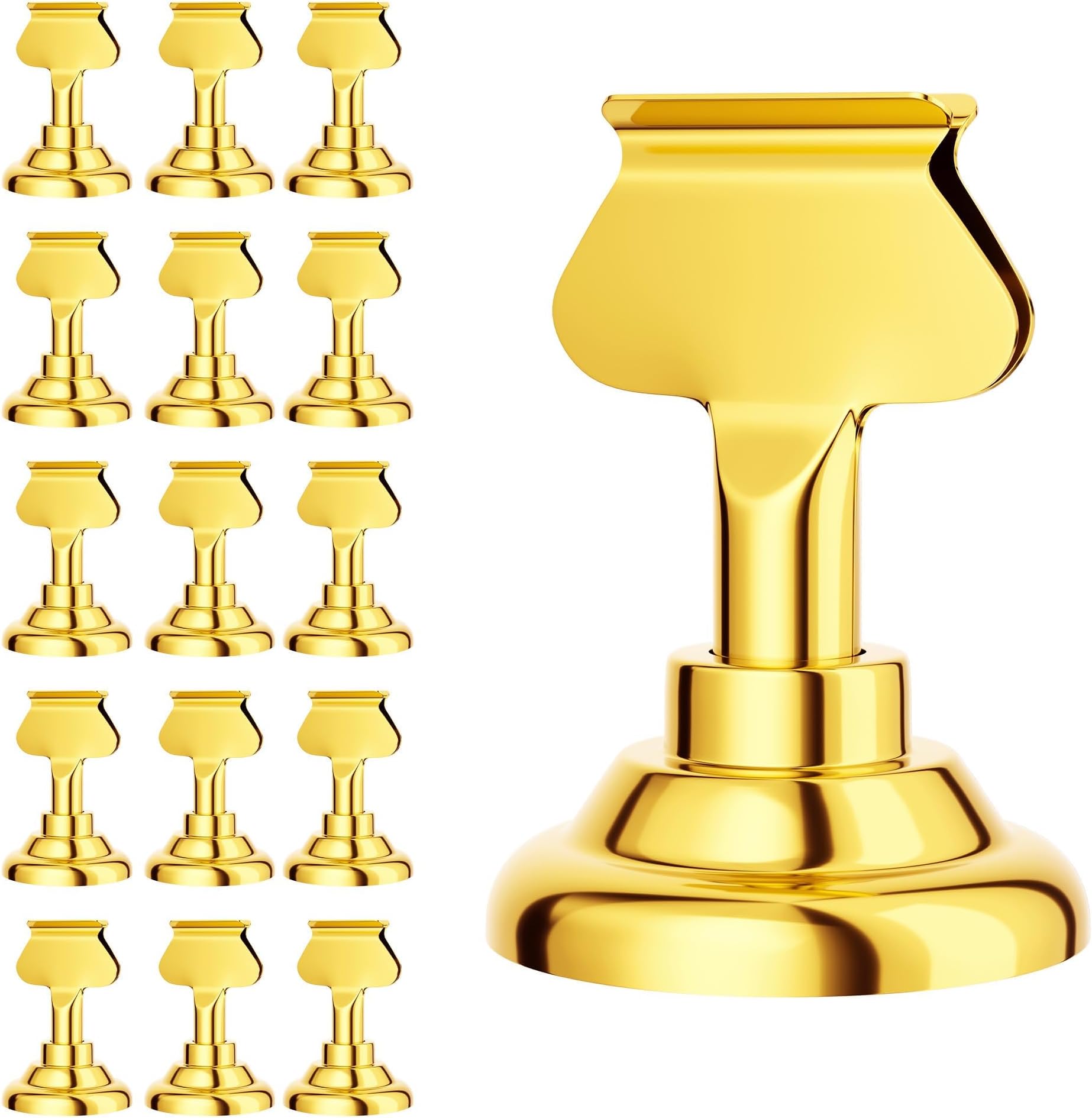 Urban Deco 16 Pieces Table Card Holder Place Card Holders 1.7 inches Gold Steel Card Holders for Photos, Food Signs, Memo Notes, Weddings, Restaurants, Birthdays. (Gold)