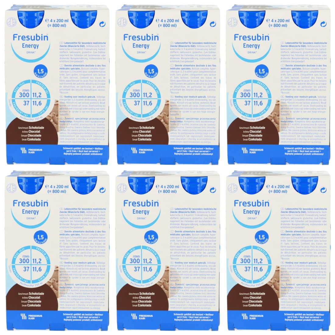 Fresenius Kabi Fresubin Energy Drink Schokolade Trinkflasche, 6 x 4 x 200 ml, 1er Pack (1 x 5,5 kg)