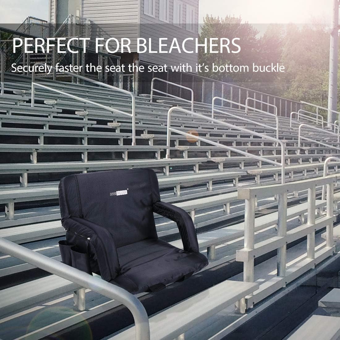 VIVOHOME Reclining Stadium Seat Chair with Backrest and Armrests, Portable Cushion for Bleachers, 1 Pack, Extra Wide 24.5 Inch : Sports & Outdoors