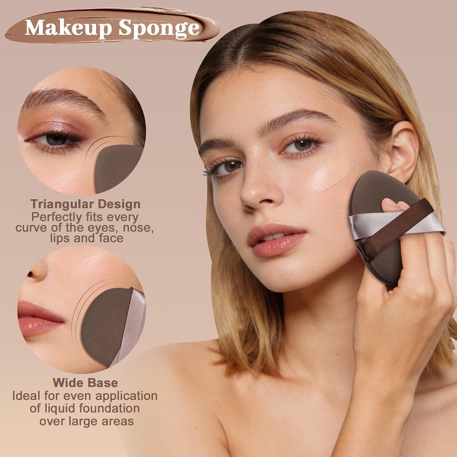 9Pcs Cushion Foundation Puff Set with 8pcs Beauty Makeup Sponge Flat Puff,1pcs Concealer Make up Brush and 2pcs Storge Box for Liquid & Cream Foundation