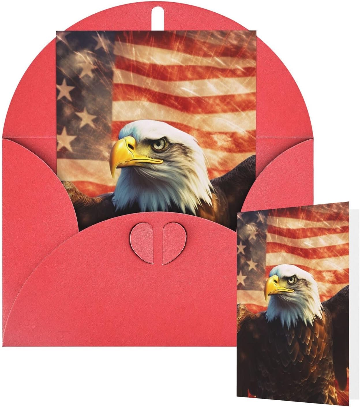 Thinking of You Cards with Envelopes Greetings Card American Flag Fire Eagle Blank Cards for All Occasions Birthday Thank You Note Card for Wedding Invitations Valentine's Day 10 X 15 CM