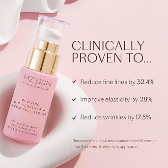 MZ Skin Reviving Bio-Placenta & Stem Cell Serum - Night Treatment for Powerful Rejuvenation, With Peptides, Squalane & Hyaluronic Acid, Perfect For Anti-Aging, Wrinkles & Fine Lines