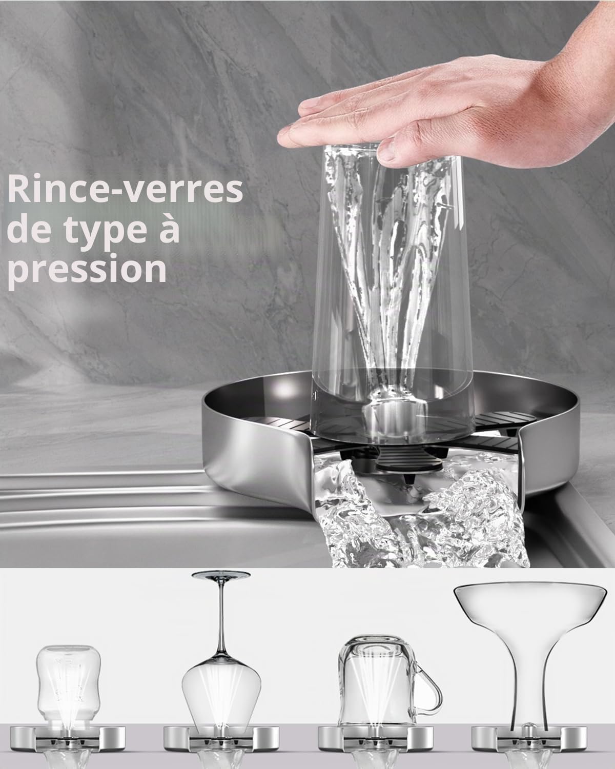 Lave Verre, Aicoya Rince Verre Evier Acier Inoxydable Blanc