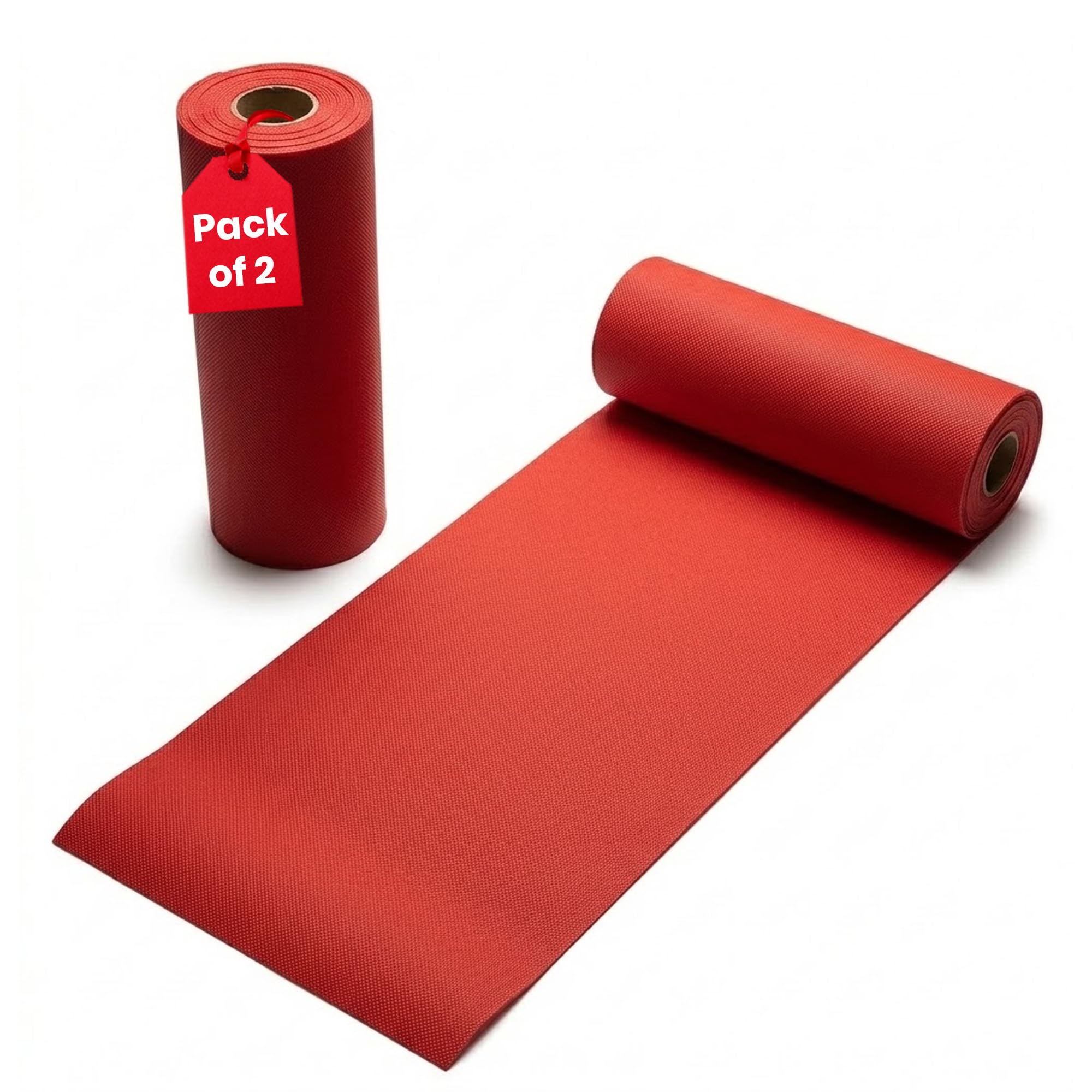 LEMONSODA Red Carpet Floor Runner 2x15 Feet | 2 Pack | Non Slip Thick Polypropylene Fabric | Indoor Party Decoration Fabric with Pre Attached Double