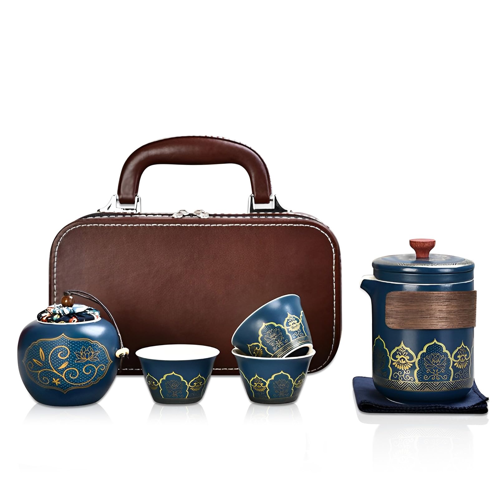 Mulaibdin Chinese Tea Set Travel, Portable Kung Fu Tea Set with Bag, Tea Set for Adults Gift, Teapot and Cup Set for China, Porcelain Tea Set for Outdoor,Picnic,Business,Home, Camping,Tea Ceremony