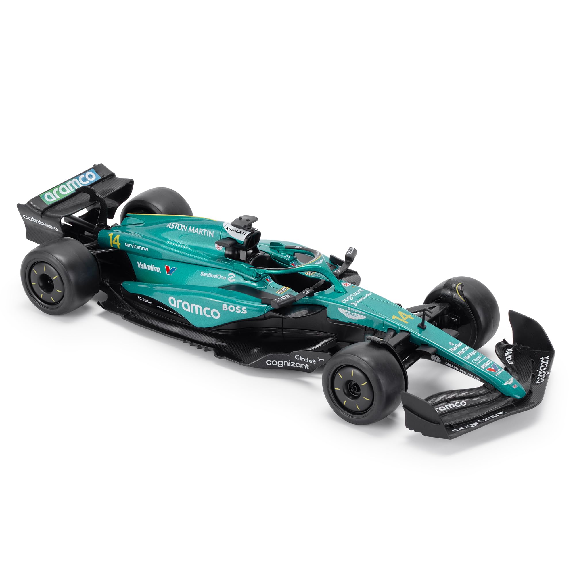Aston Martin AMR24 F1 - Modelo de coche de fundición a escala 1:18 - Temporada 2024 | Fernando Alonso #14 Edición de coleccionista detallada | Producto con licencia oficial