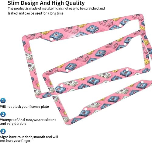 Miniatura 4 de 2 marcos de matrícula de automóvil para mujeres y hombres, cubierta de aluminio sólido con cinta vintage para placa de matrícula para accesorios de