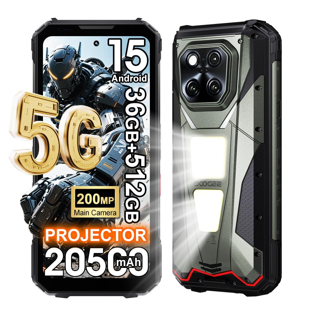 V Max Play 5G Rugged Smartphone with Proiettore,1200LM Luce Campeggio,36GB+512GB/2TB,6.78''FHD+120Hz Android 15 Telefono Indistruttibile,20500mAh 45W,200MP+20MP AI Fotocamera
