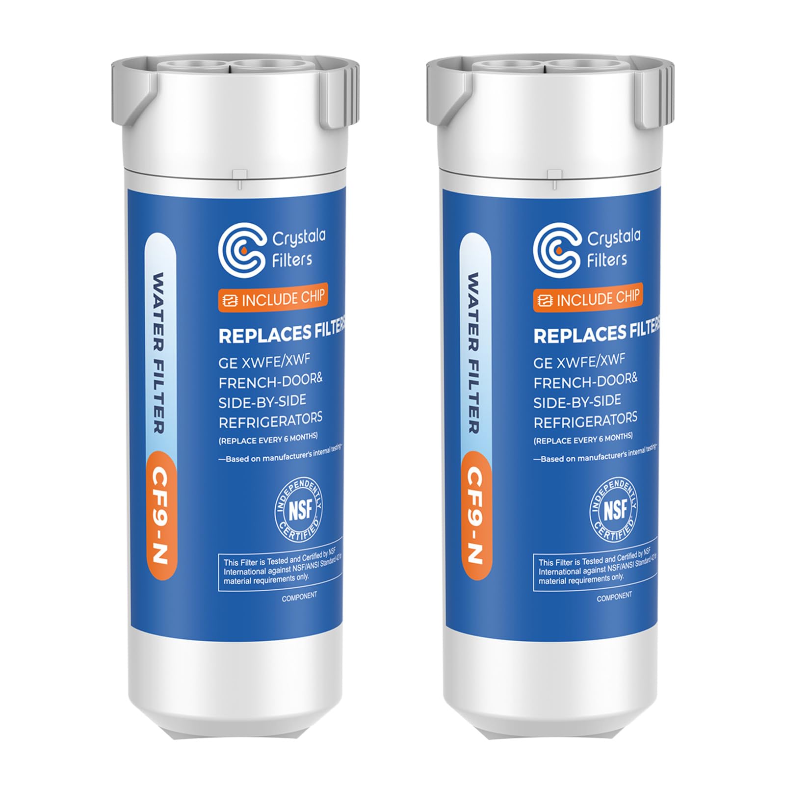 Photo 1 of Crystala Filters Water Filter Compatible with XWFE (Built-in CHIP), Replacement for GE XWFE, XWF Refrigerator Water Filter Pack of 2