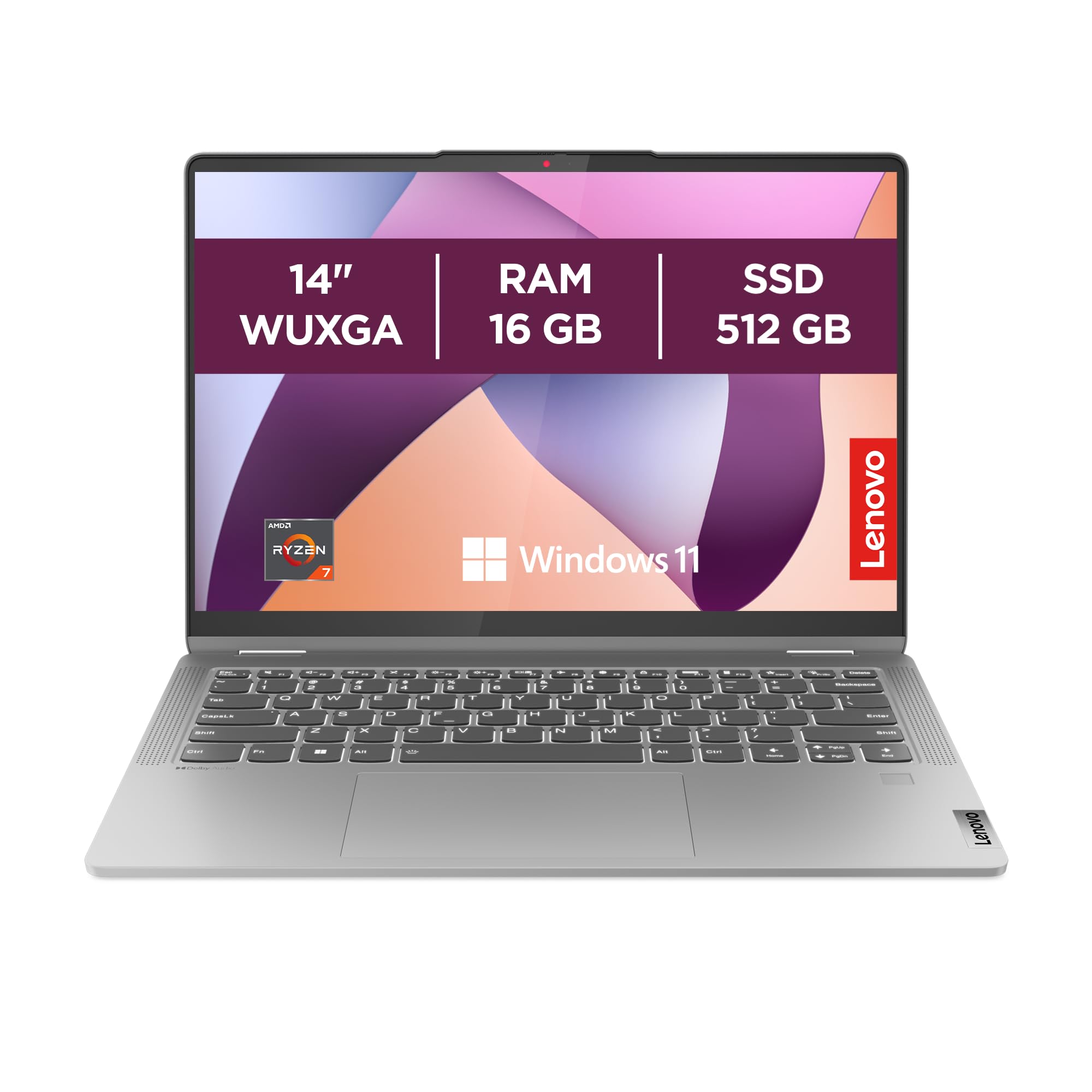 Lenovo IdeaPad Flex 5 14ABR8 Ordinateur Portable 14" WUXGA Tactile AMD Ryzen 7 5825U RAM 16Go SSD 512Go AMD Radeon Graphics Windows 11 Home Clavier AZERTY Français Gris