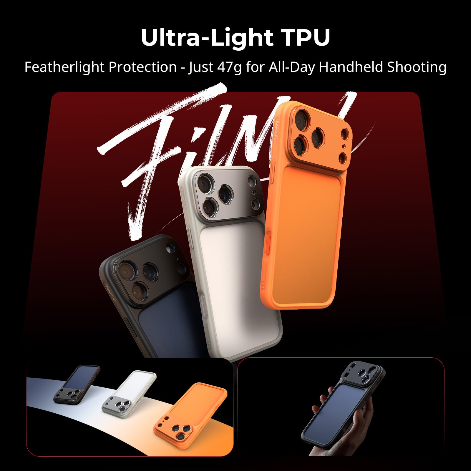 SMALLRIG Funda Bumper para iPhone 17 Pro, Diseño Trasero Hueco con Placa de Lentes, Adaptador 67mm, Compatible con Gimbal, para dji, para Insta360, Negro - 5790