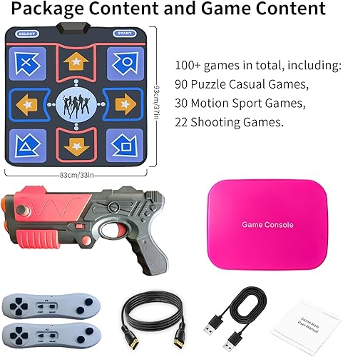 Miniatura 8 de Consola de juegos de TV retro para niños, juegos de TV para niños con tapete de baile, con 21 juegos de disparos de pistola AR, más de 200 canciones