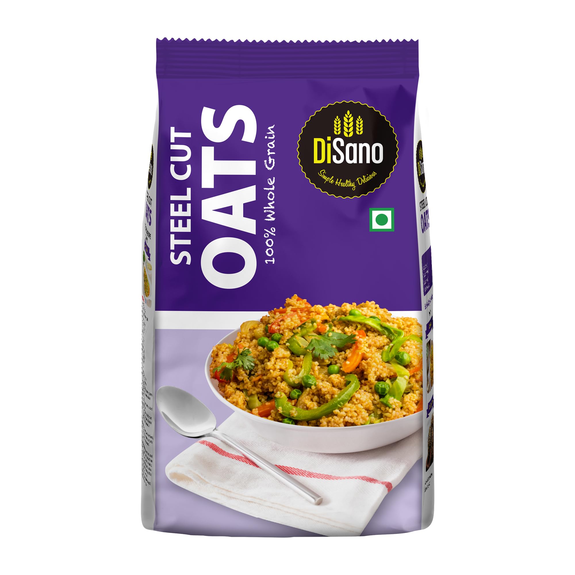 Disano Steel Cut Oats, 1kg, Wholegrain Oats, High in Protein and Fiber, 100% Natural & Gluten Free, Preservative Free
