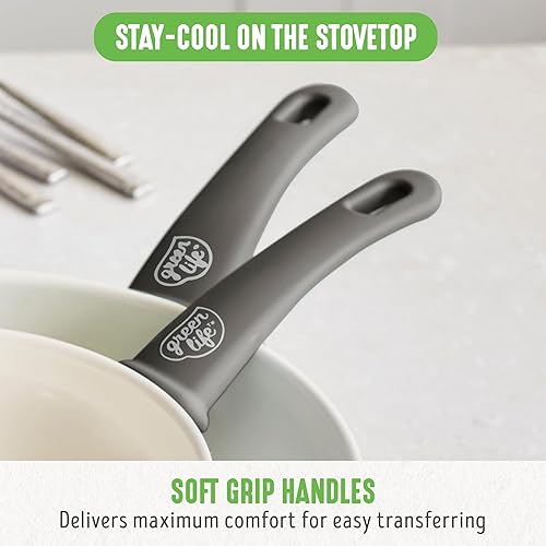 Miniatura 7 de GreenLife Juego de sartenes antiadherentes (7 y 10 pulgadas), sartenes de cerámica no tóxicas sin PFAS, aptas para lavavajillas y horno, sartenes