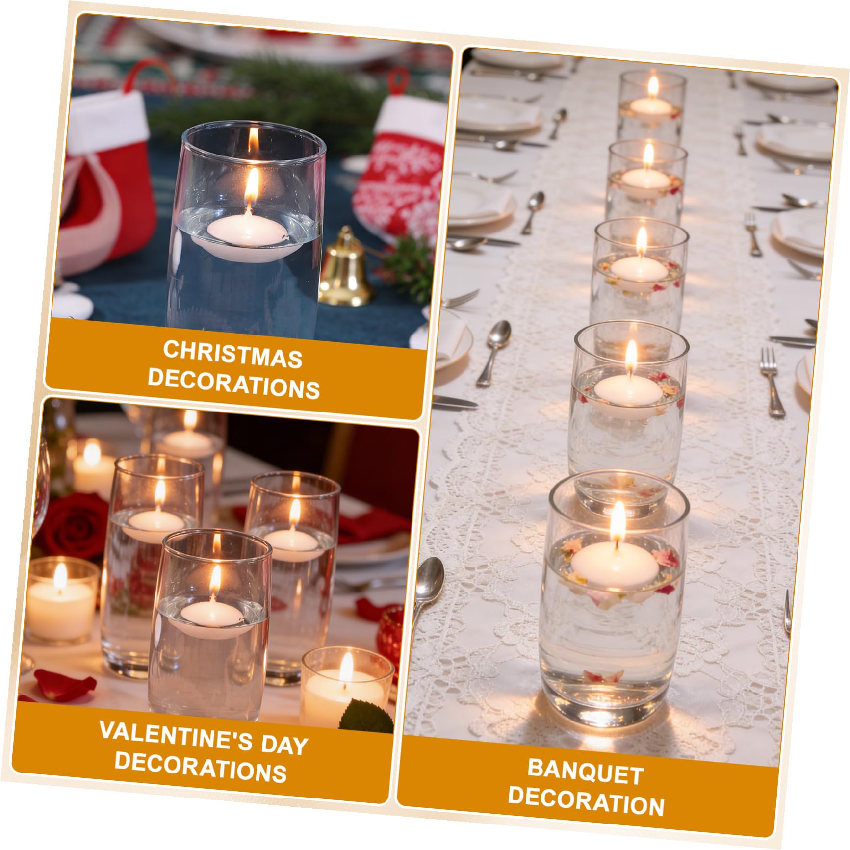 jojofuny 50 Piezas Velas Flotantes Decorativas para Boda Luz Cálida, Cera de Parafina, Diseño Redondo Elegante y Romántico para Eventos y Fiestas