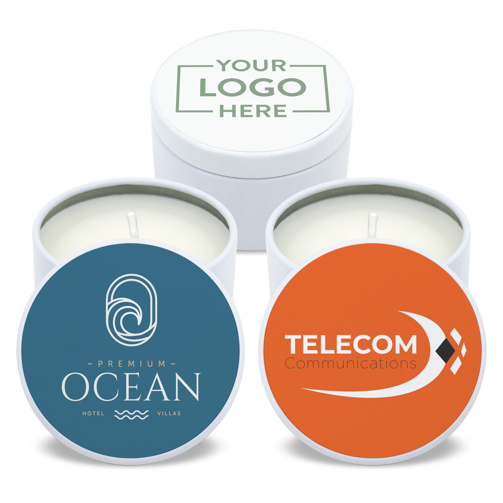 Best Day Ever Spot Custom Candles, Personalized Candles - 10 Quantity - $2.95 Each - Bulk Candles Promotional Product/Bulk with Your Logo/Customized (Set of 10) (White Tin), 9512000-CORP