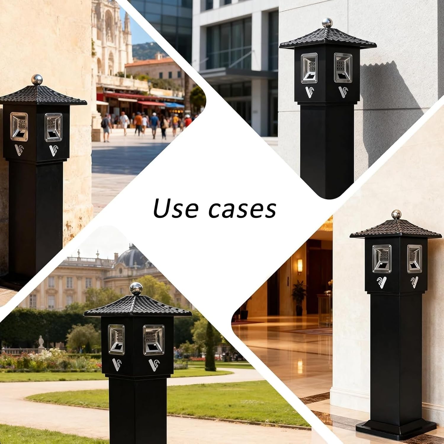 Cigarette Disposal for Standing Ashtray Outdoor, Lockable Square Vertical Cigarettes Butt Container, Rainproof Stainless Steel Floor Cigarettes Butt Receptacle(Brown)