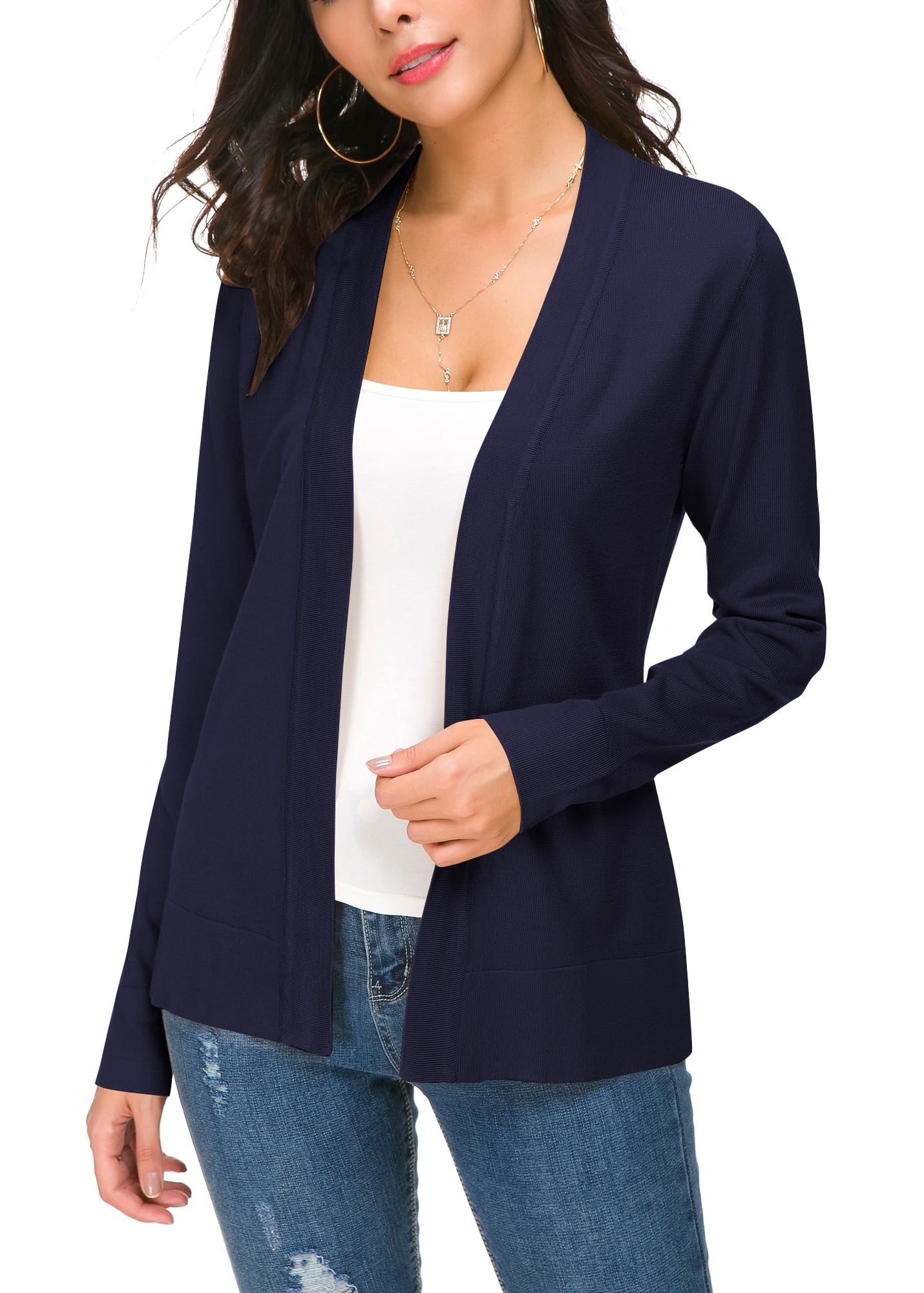 EXCHIC Femmes Manches Léger Manches Longues Devant Ouvert Tricoté Cardigan Gilets