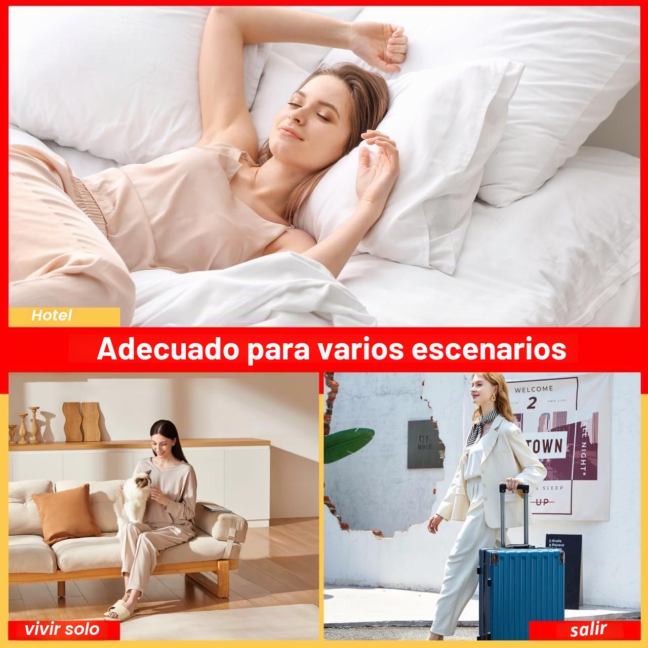 Tope de puerta de alarma portátil, antirrobo de 80 dB, para parte inferior de la puerta, ajustable y fácil de instalar para el hogar, oficina y viajes, dispositivos de seguridad de puerta (rojo)