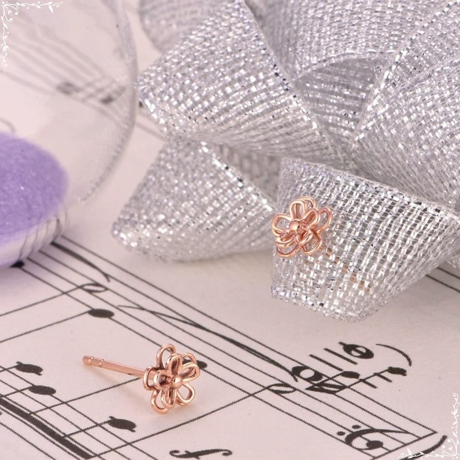 Ohrringe Hochzeit Gelbgold 9K / 14K / 18 K für Damen, Hohl Blume, Ohrstecker Ohrringe Frauen Gold