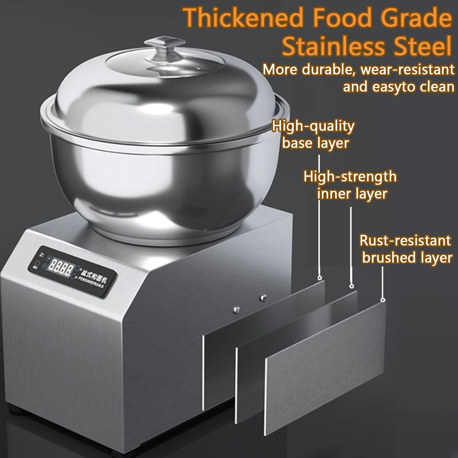 Impastatrice Elettrica In Acciaio Inox, Macchina Impastatrice Per Pane Da Cucina Commerciale, Impastatrice A Spirale Per Impieghi Gravosi Da 3/5/8Kg, Per Ristoranti, Panetterie, Pizzerie(3kg)
