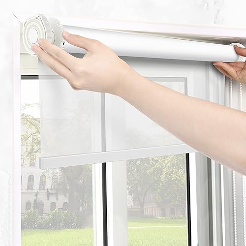 Miniatura 1 de MiLin Persianas enrollables para interiores, filtrantes de luz, para el hogar y la oficina, fáciles de instalar, con filtro de luz, color blanco, 45